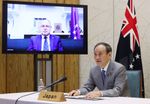 Photograph of the Japan-Cook Islands video conference summit meeting (1)