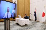 Photograph of the Japan-Australia video conference summit meeting (1)