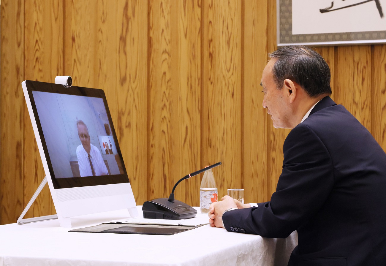 Photograph of the Japan-Australia video conference summit meeting (2)