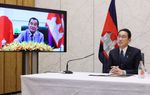 Photograph of the Japan-Cambodia Video Conference Summit Meeting (1)