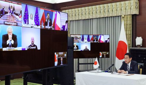 Photograph of the Prime Minister attending a video conference (2)