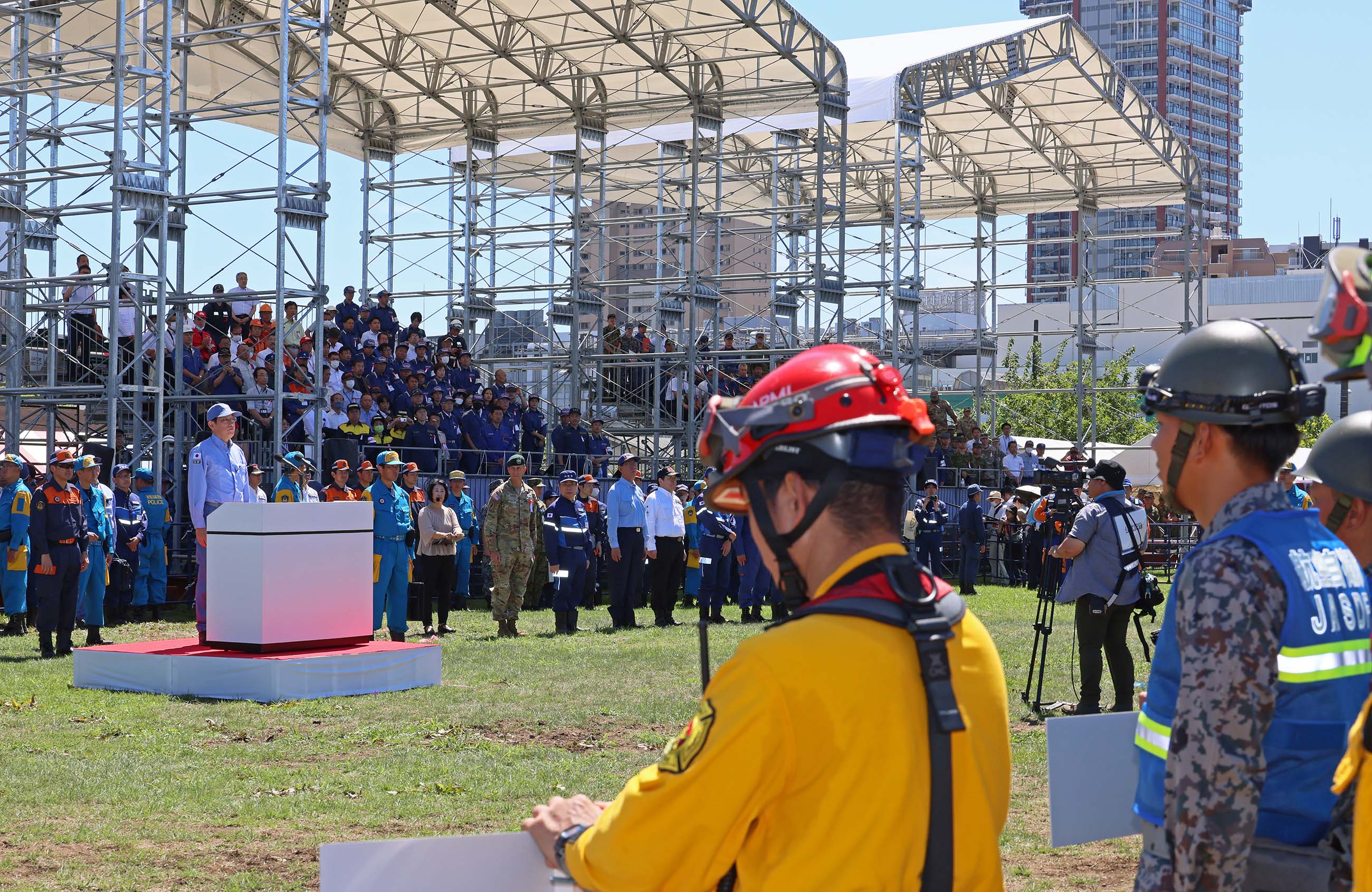 Prime Minister Kishida delivering an address during the joint disaster management drills by nine local governments in the Kanto region (2)