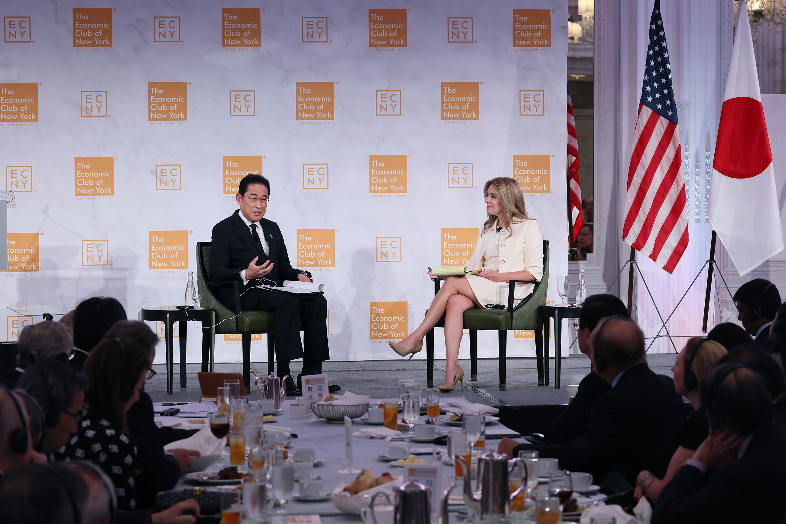 Prime Minister Kishida delivering his remarks to the Economic Club of New York (9)