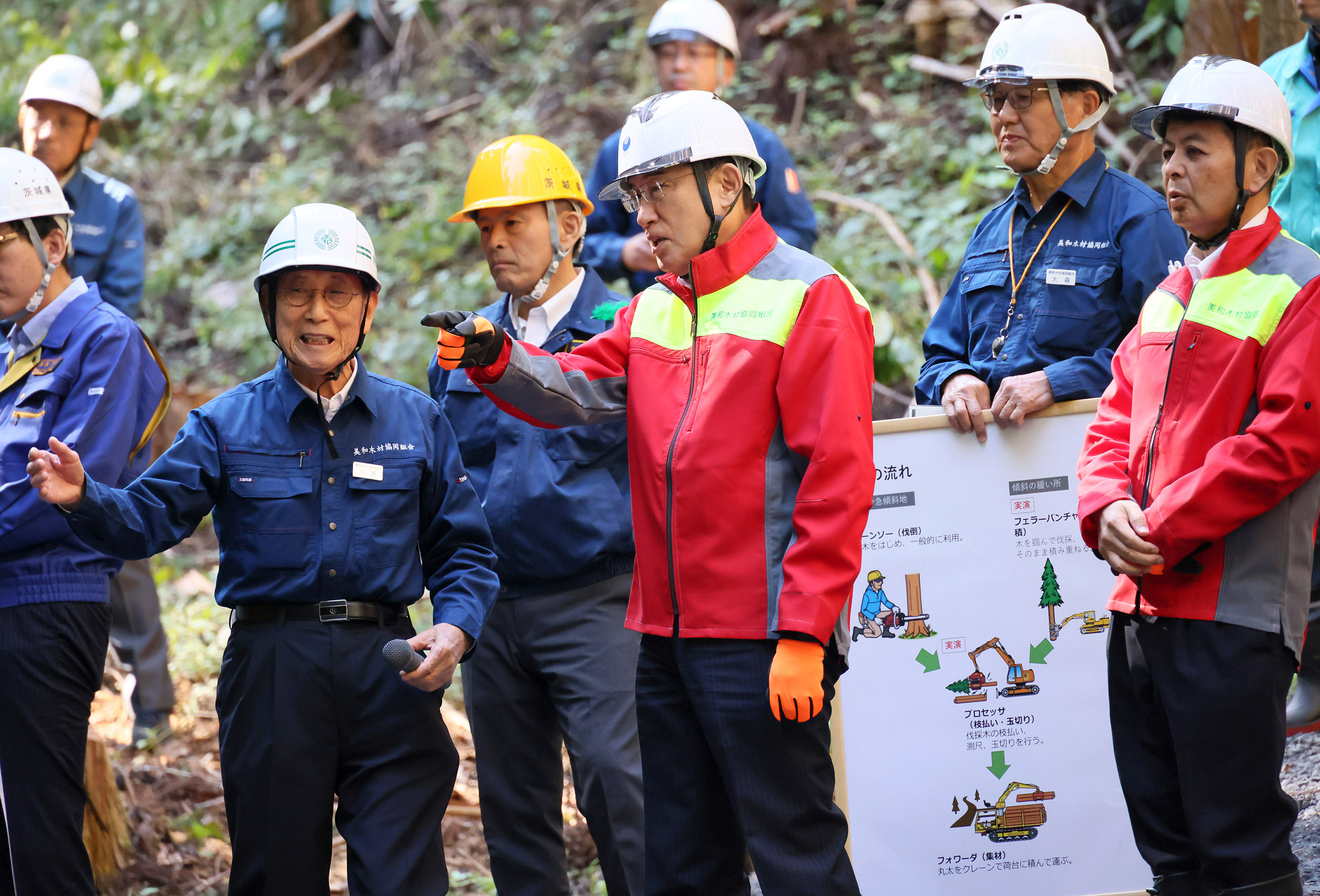 Prime Minister Kishida visiting a logging and afforestation site (3)