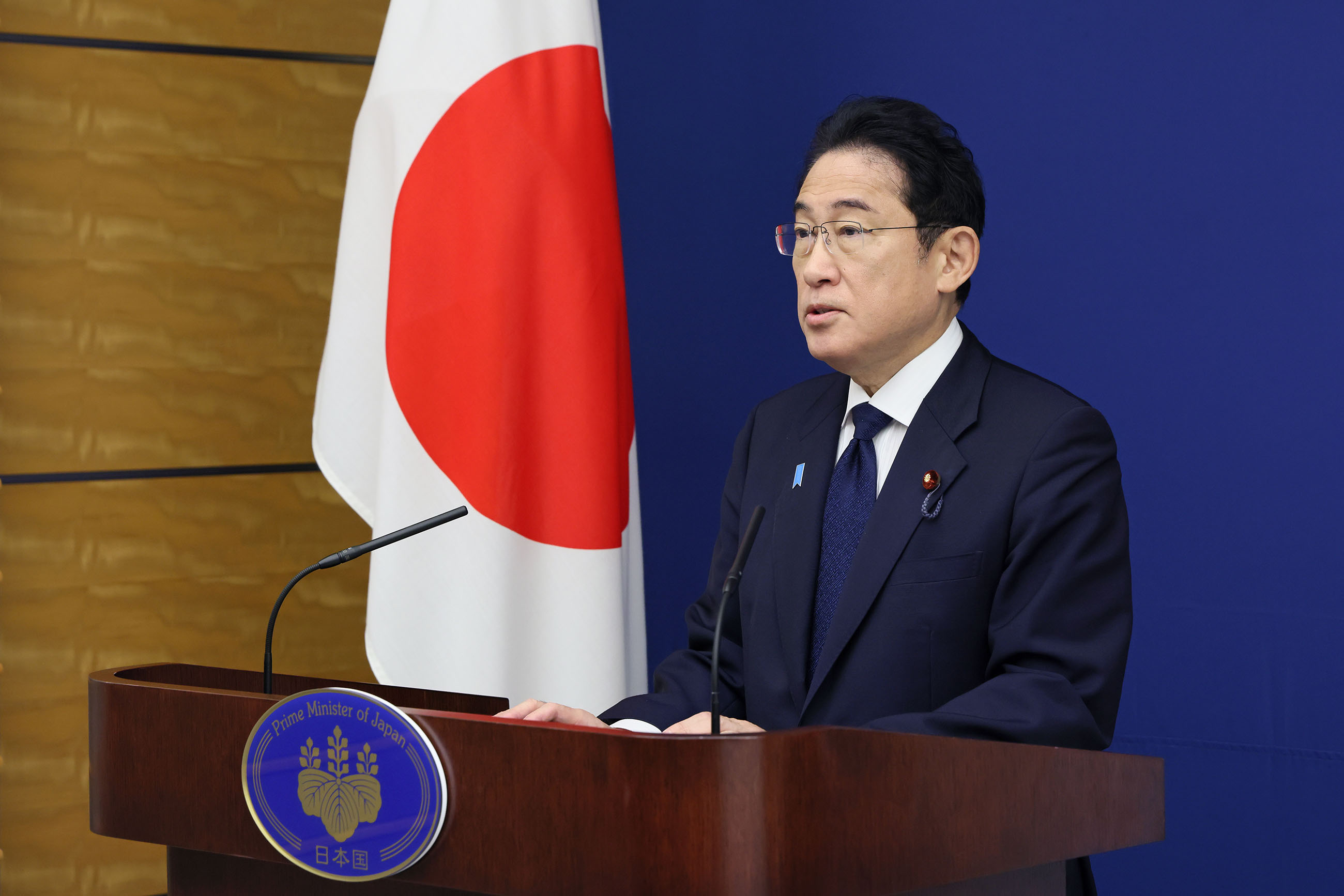 Prime Minister Kishida holding a press conference as a part of the exercise (1)