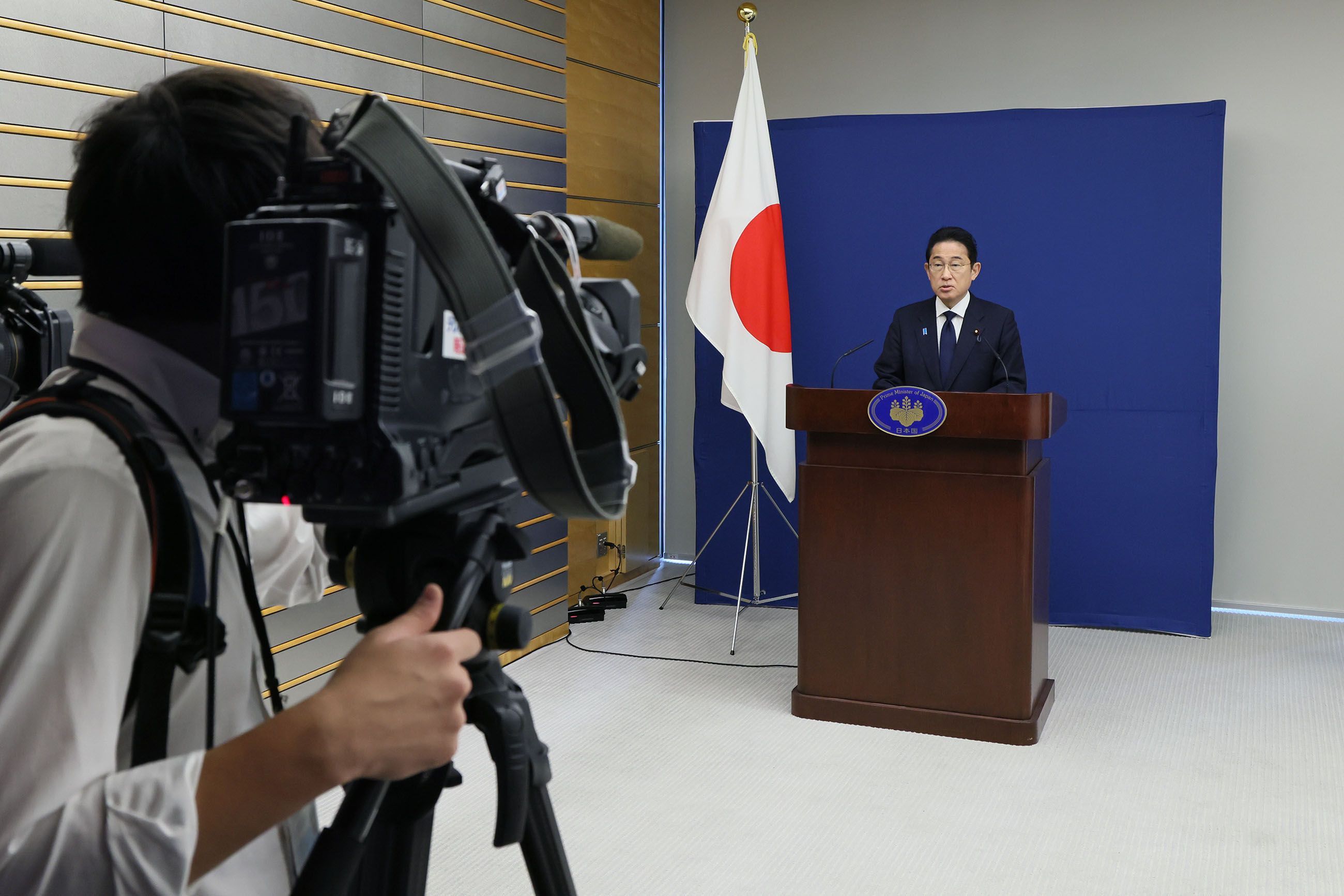 Prime Minister Kishida holding a press conference as a part of the exercise (2)