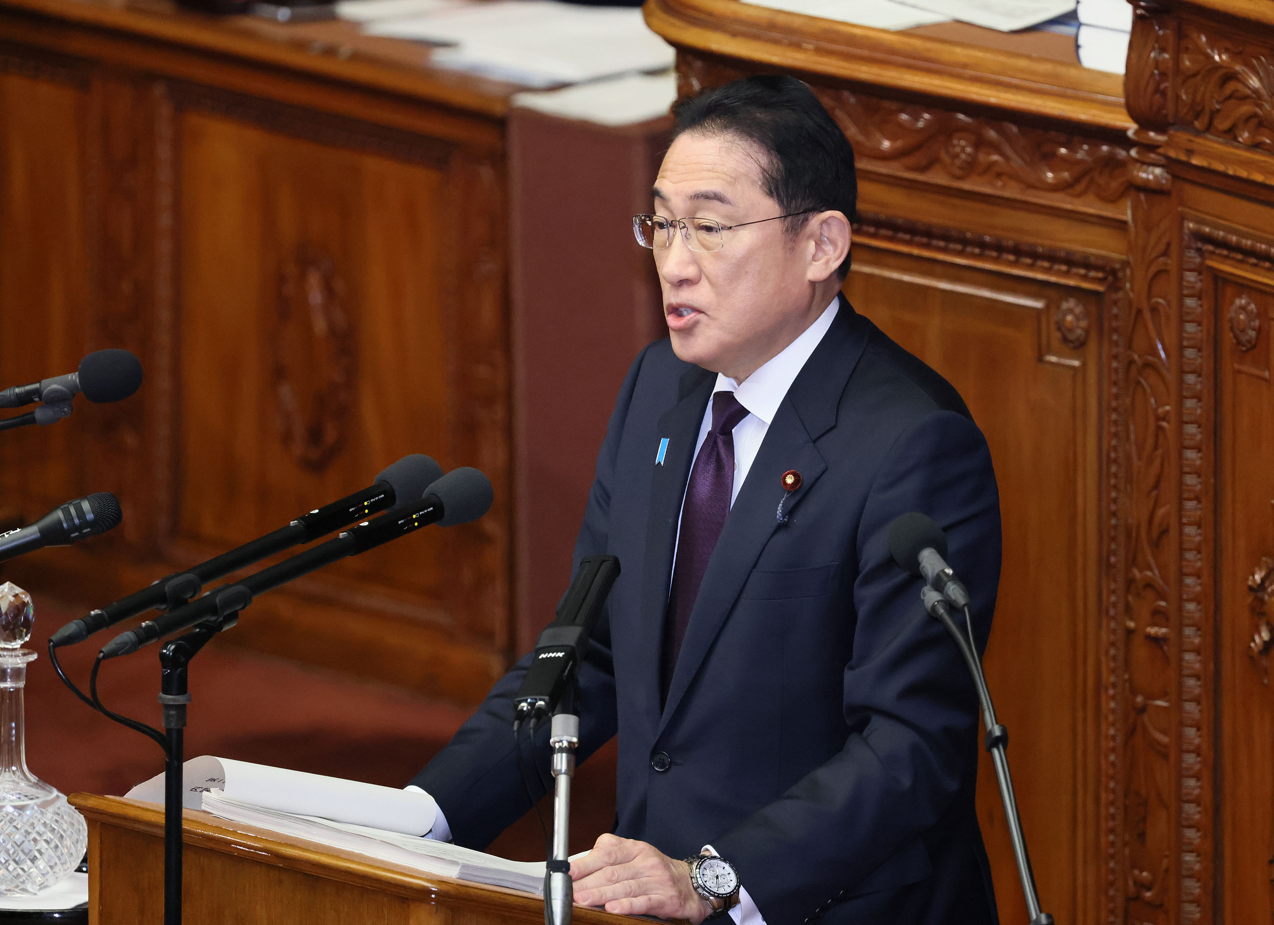 Prime Minister Kishida delivering a policy speech during the plenary session of the House of Representatives (1)