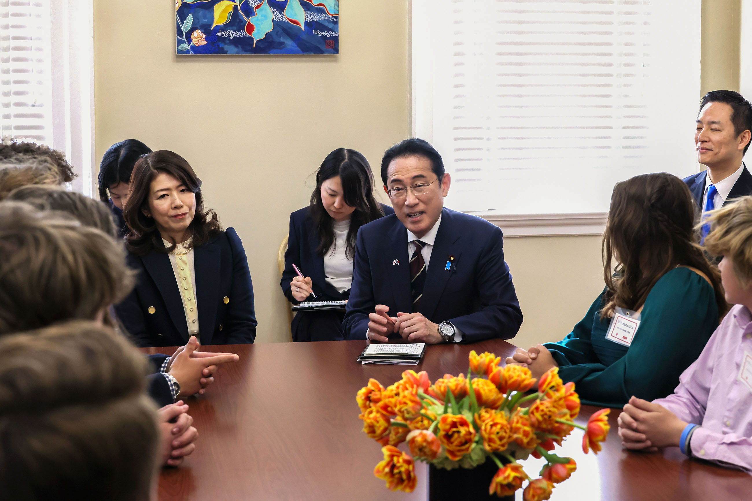 Prime Minister Kishida holding talks with Japanese language learners (6)
