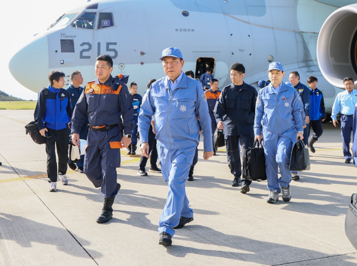 Prime Minister Ishiba arriving at the Noto Airport 