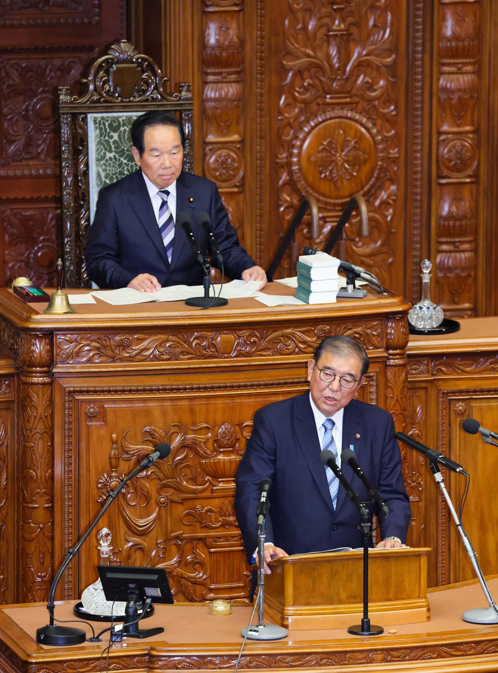 Prime Minister Ishiba delivering a policy speech during the plenary session of the House of Representatives (3)