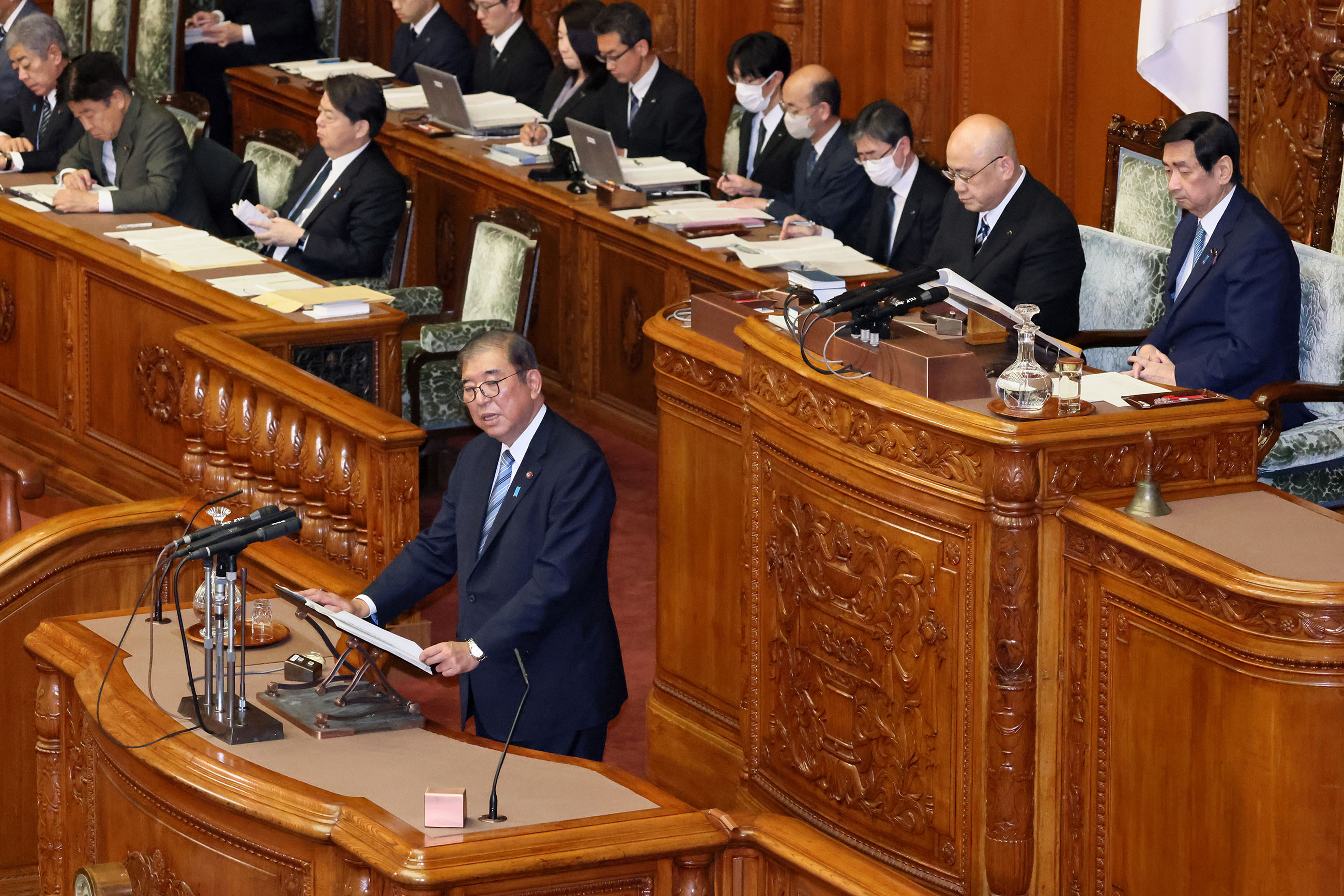 Prime Minister Ishiba delivering a policy speech during the plenary session of the House of Councillors (2)