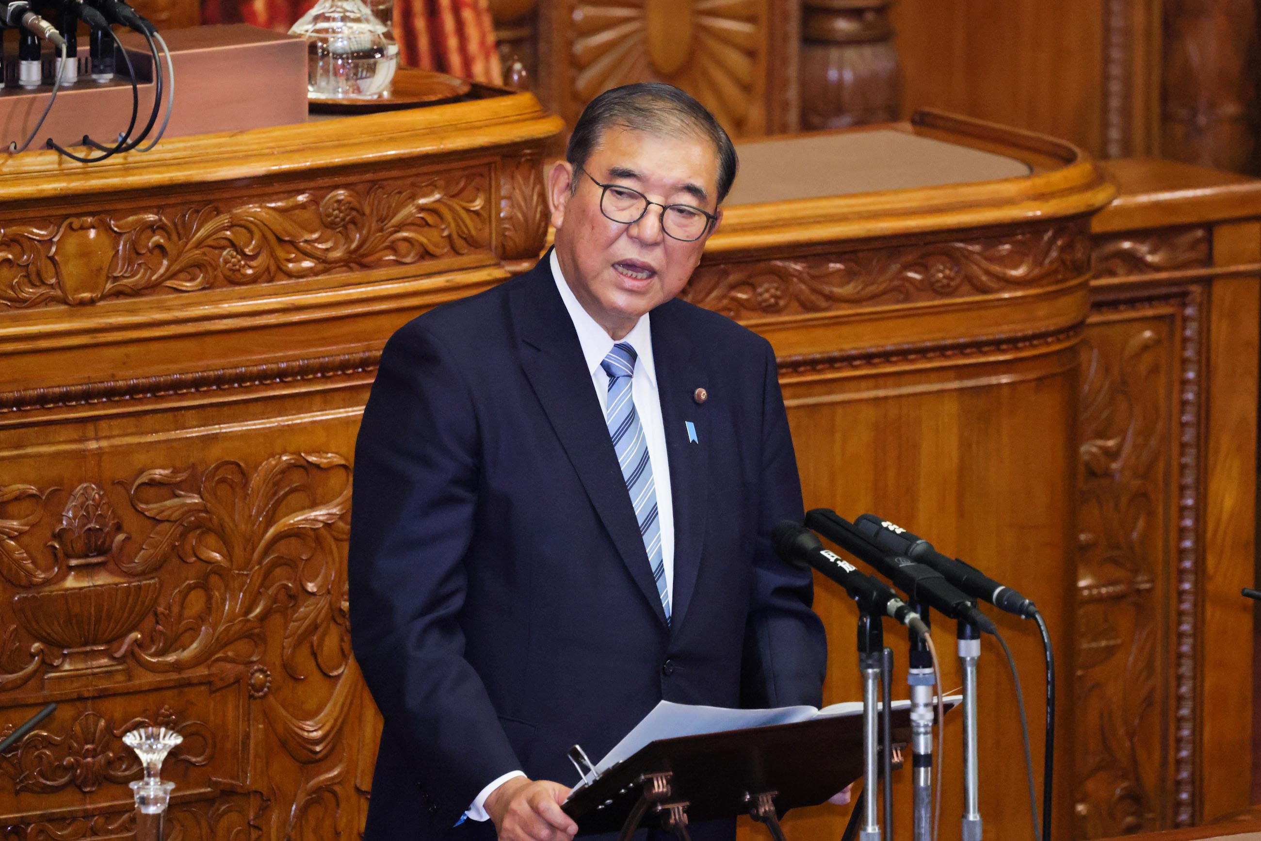 Prime Minister Ishiba delivering a policy speech during the plenary session of the House of Councillors (4)