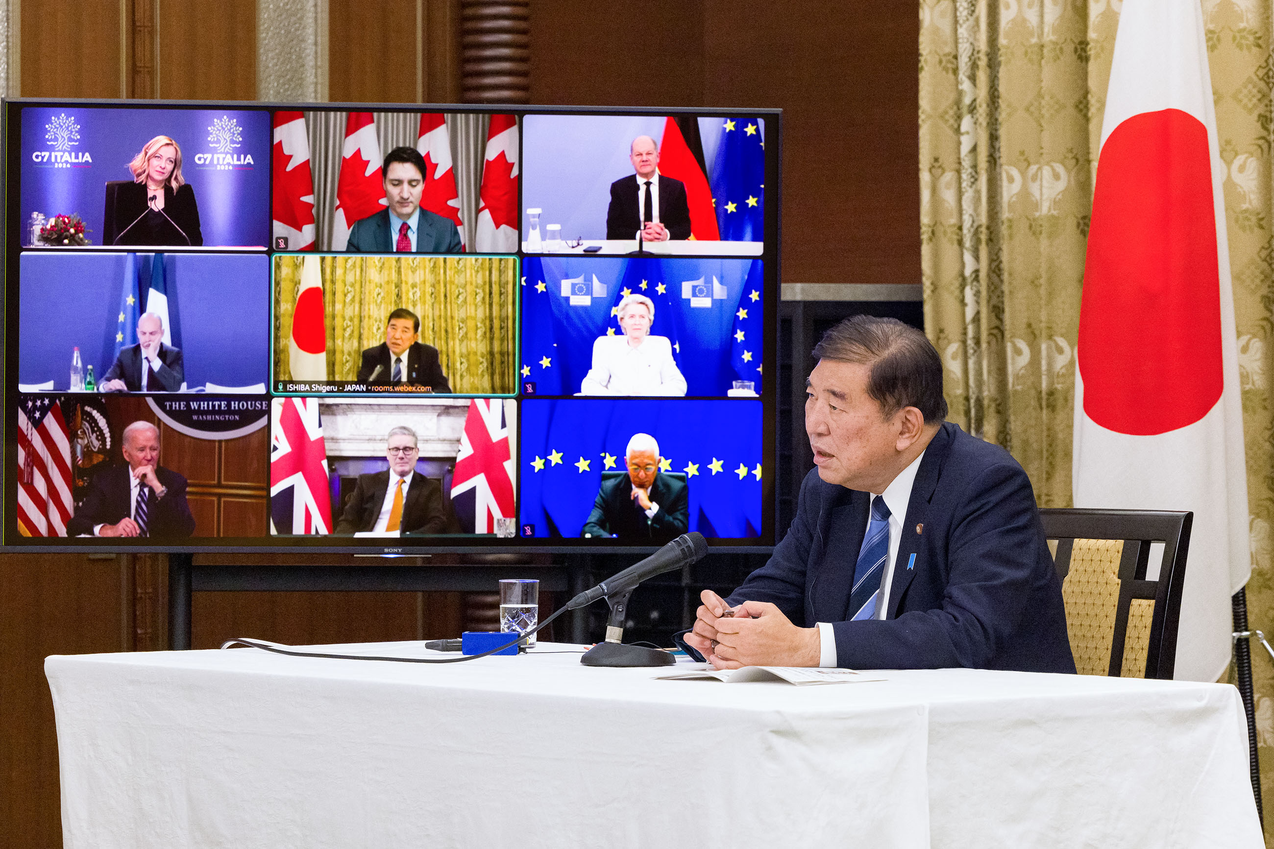 Prime Minister Ishiba attending the video conference (1)