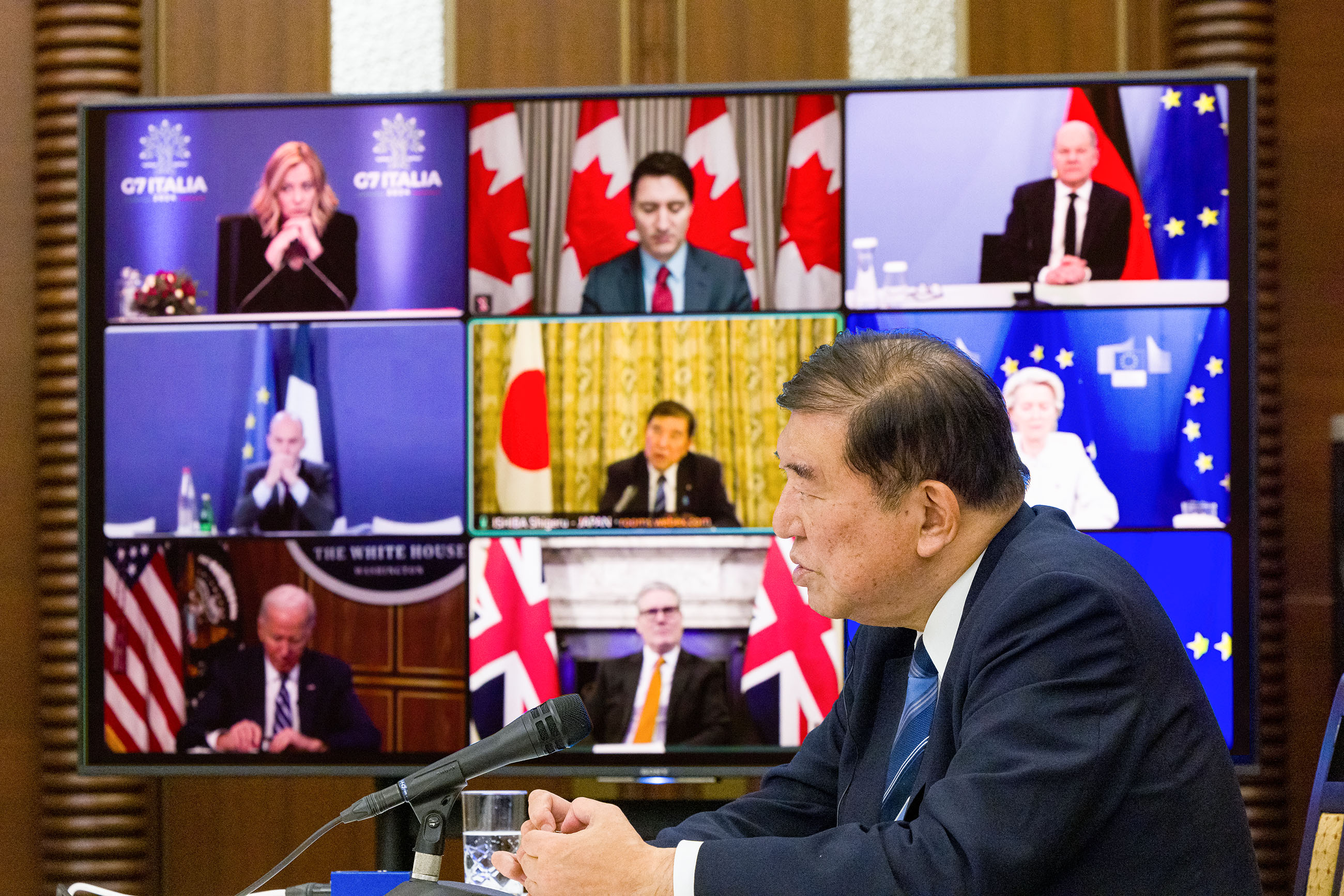 Prime Minister Ishiba attending the video conference (2)