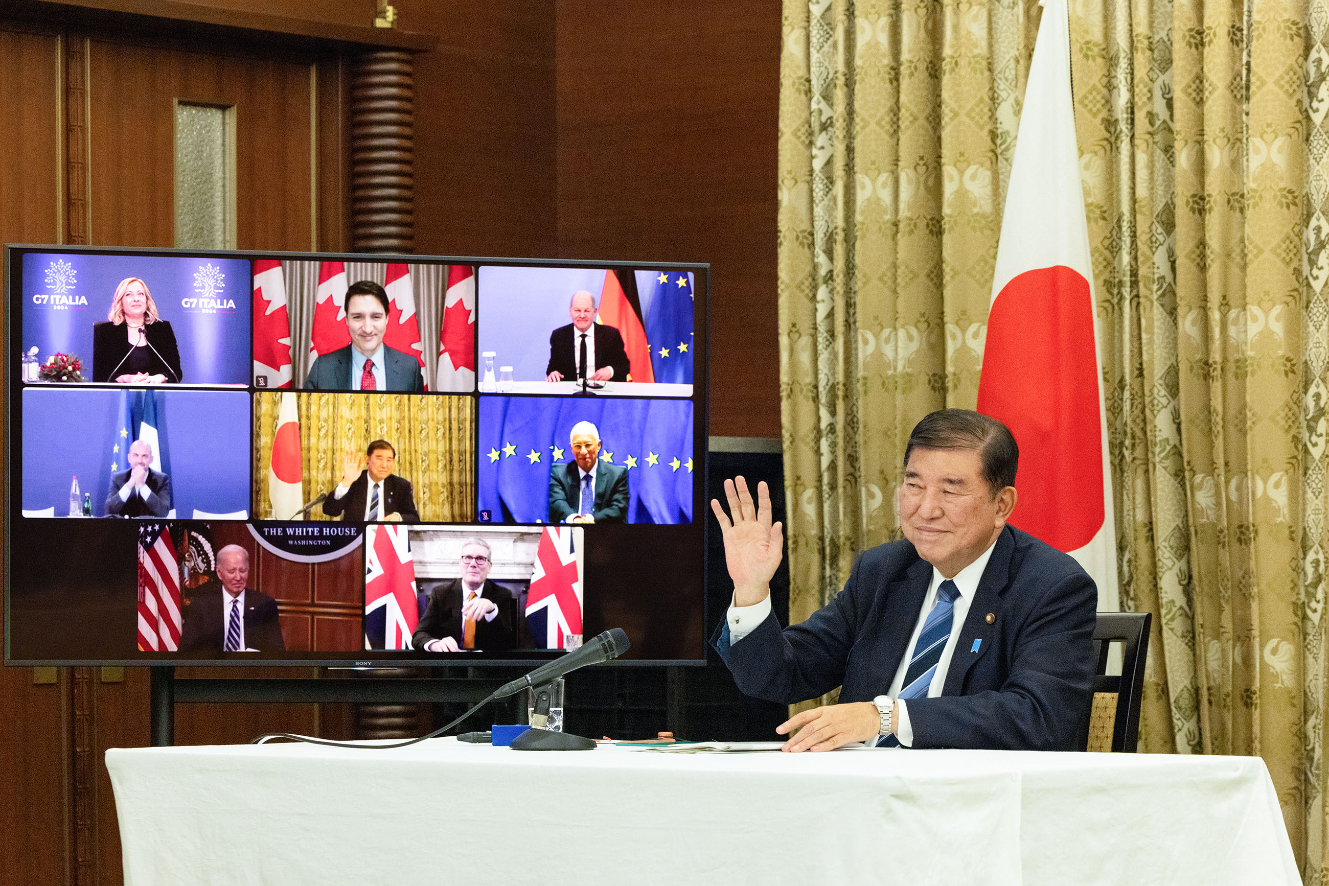 Prime Minister Ishiba attending the video conference (3)