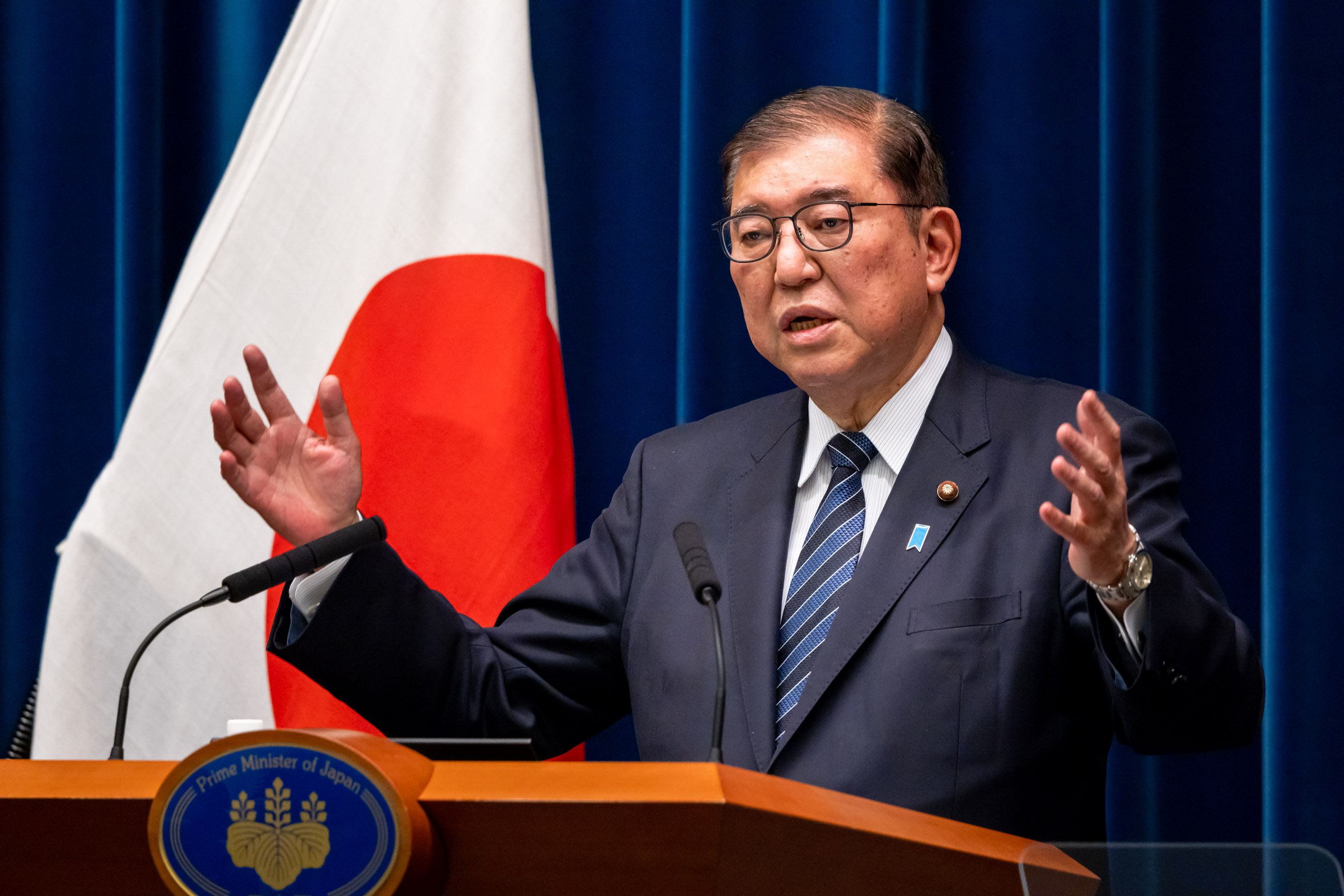 Prime Minister Ishiba answering questions from the press (1)