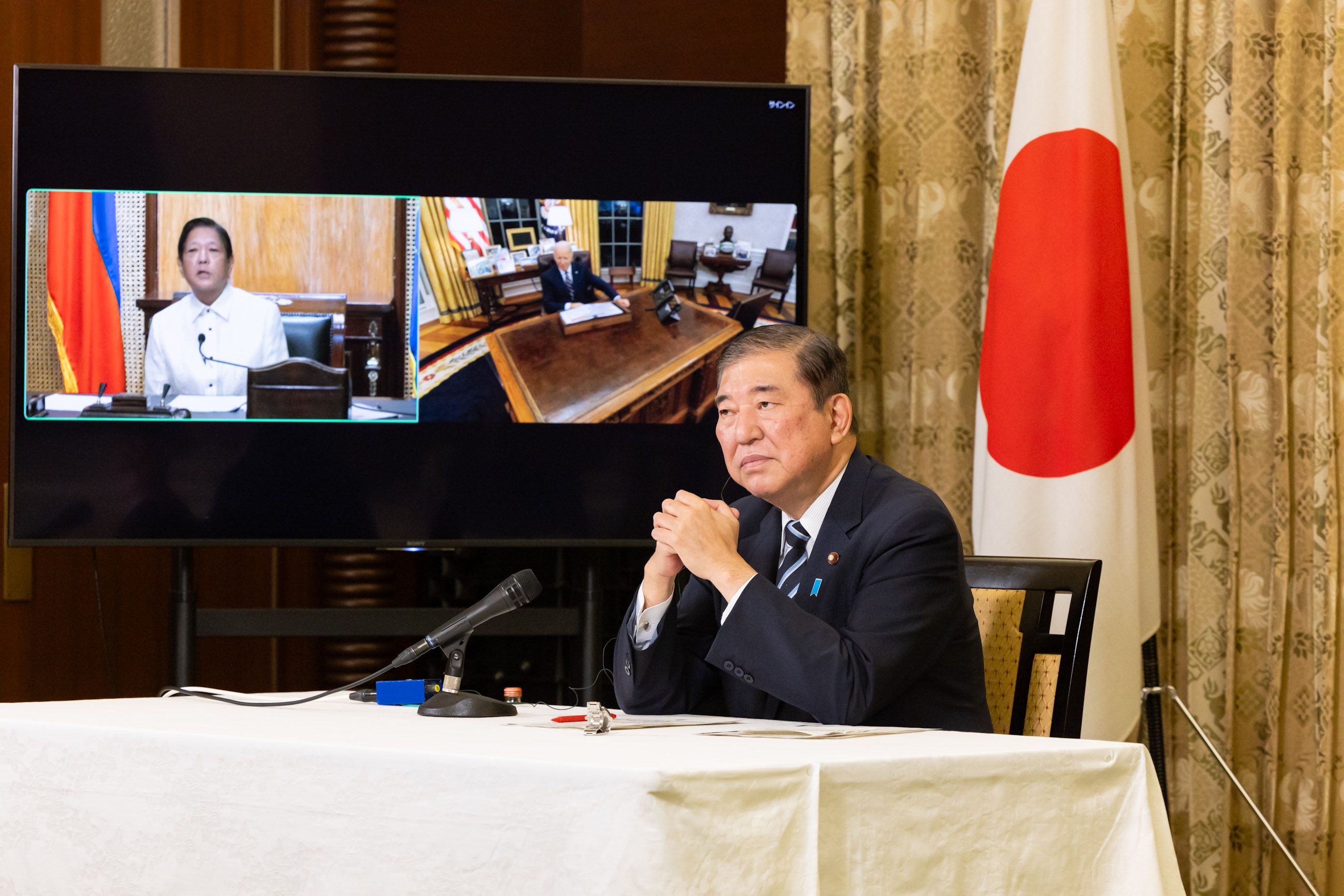 Prime Minister Ishiba attending the video conference (2)