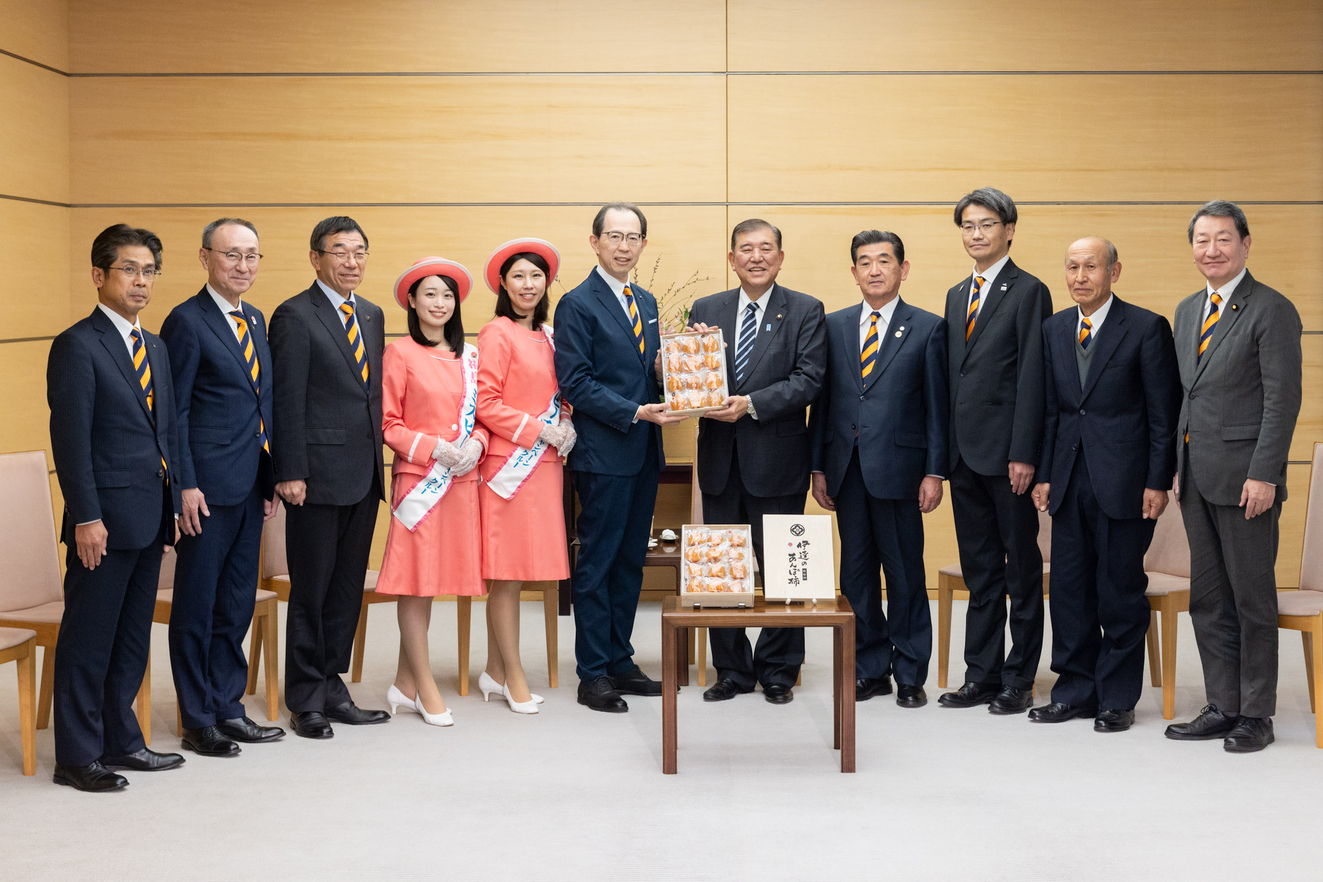 Presentation of Anpogaki Persimmons by Governor of Fukushima Prefecture and Others