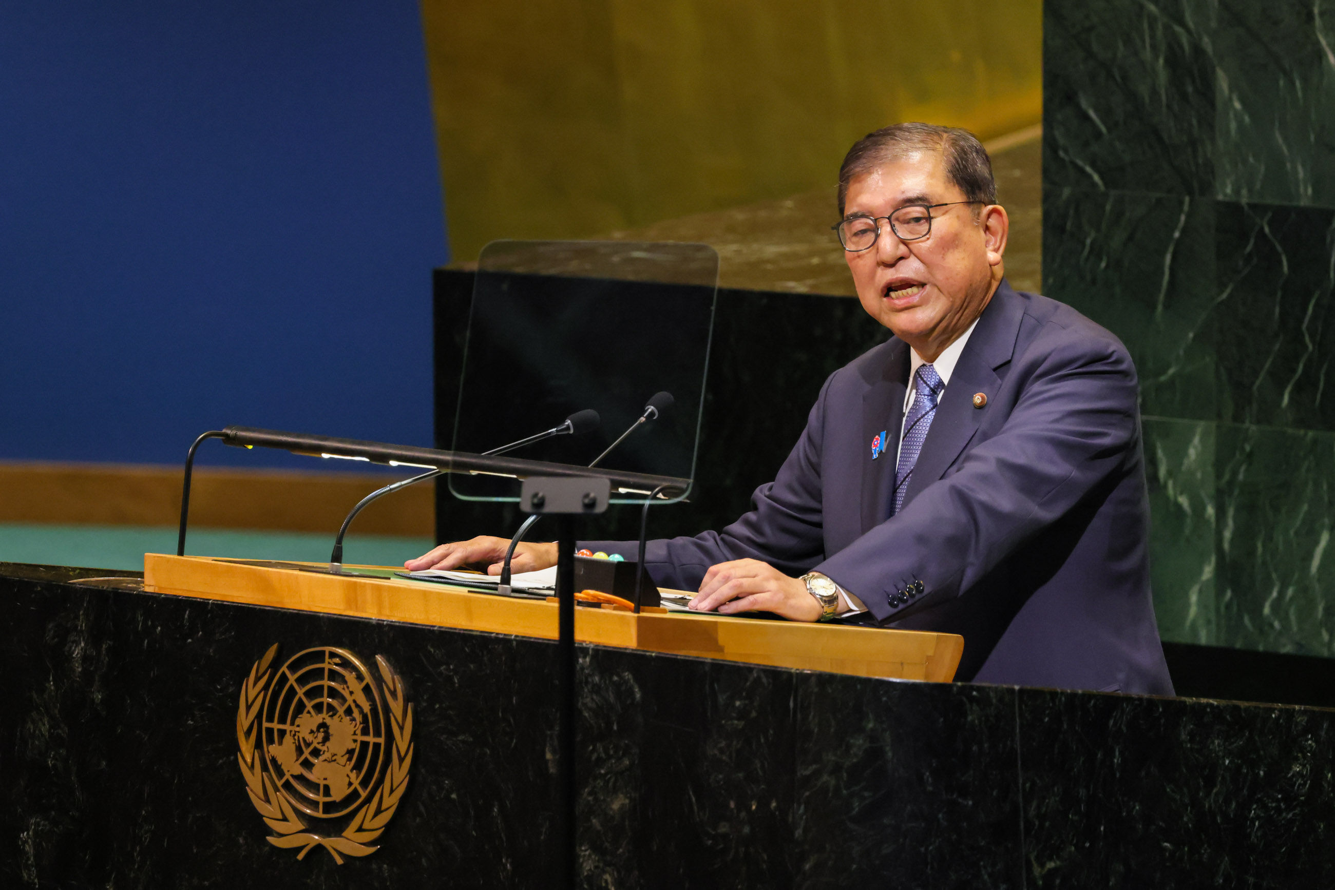 Prime Minister Ishiba delivering his statement at the General Debate of the UN General Assembly (6)
