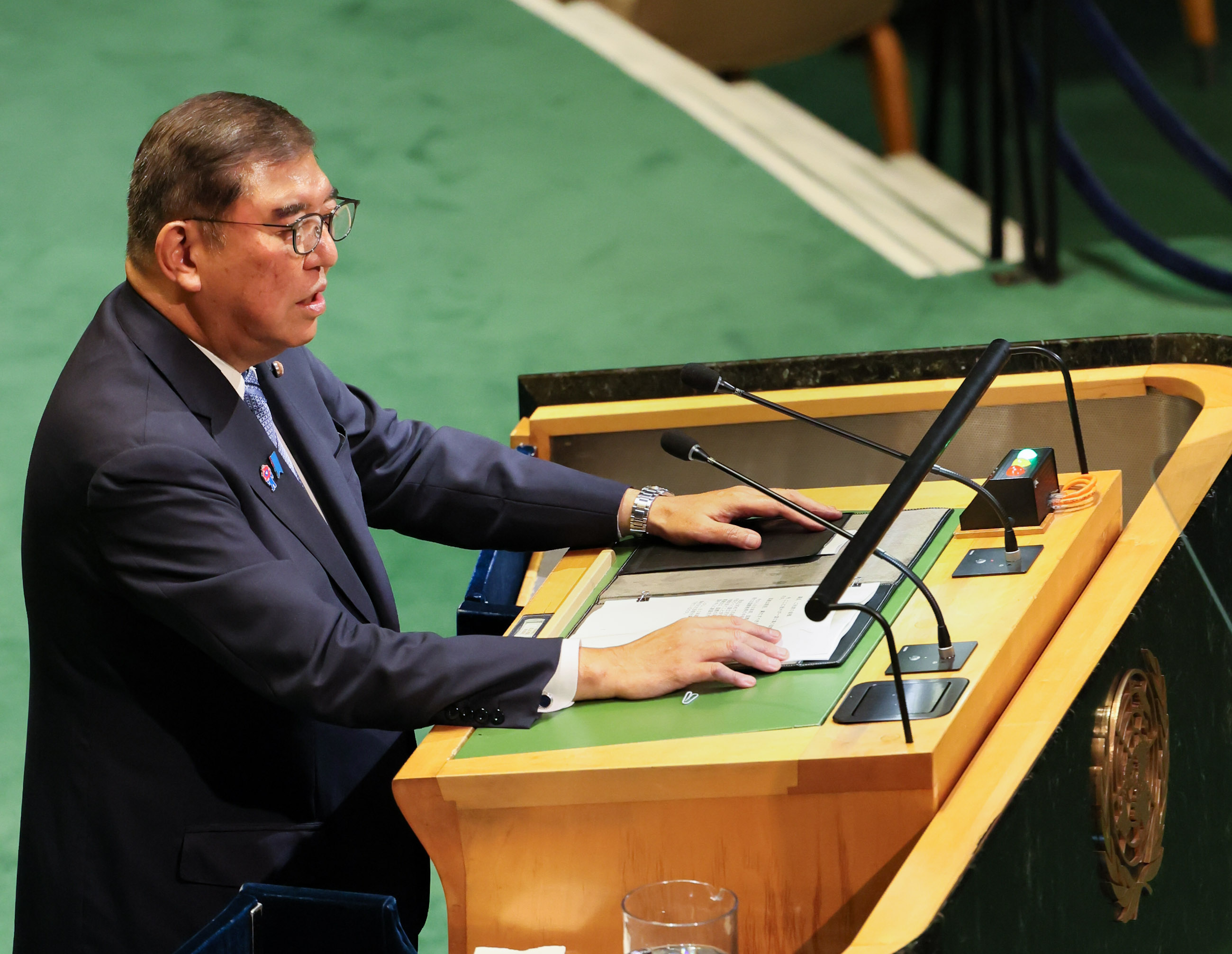 Prime Minister Ishiba delivering his statement at the General Debate of the UN General Assembly (7)