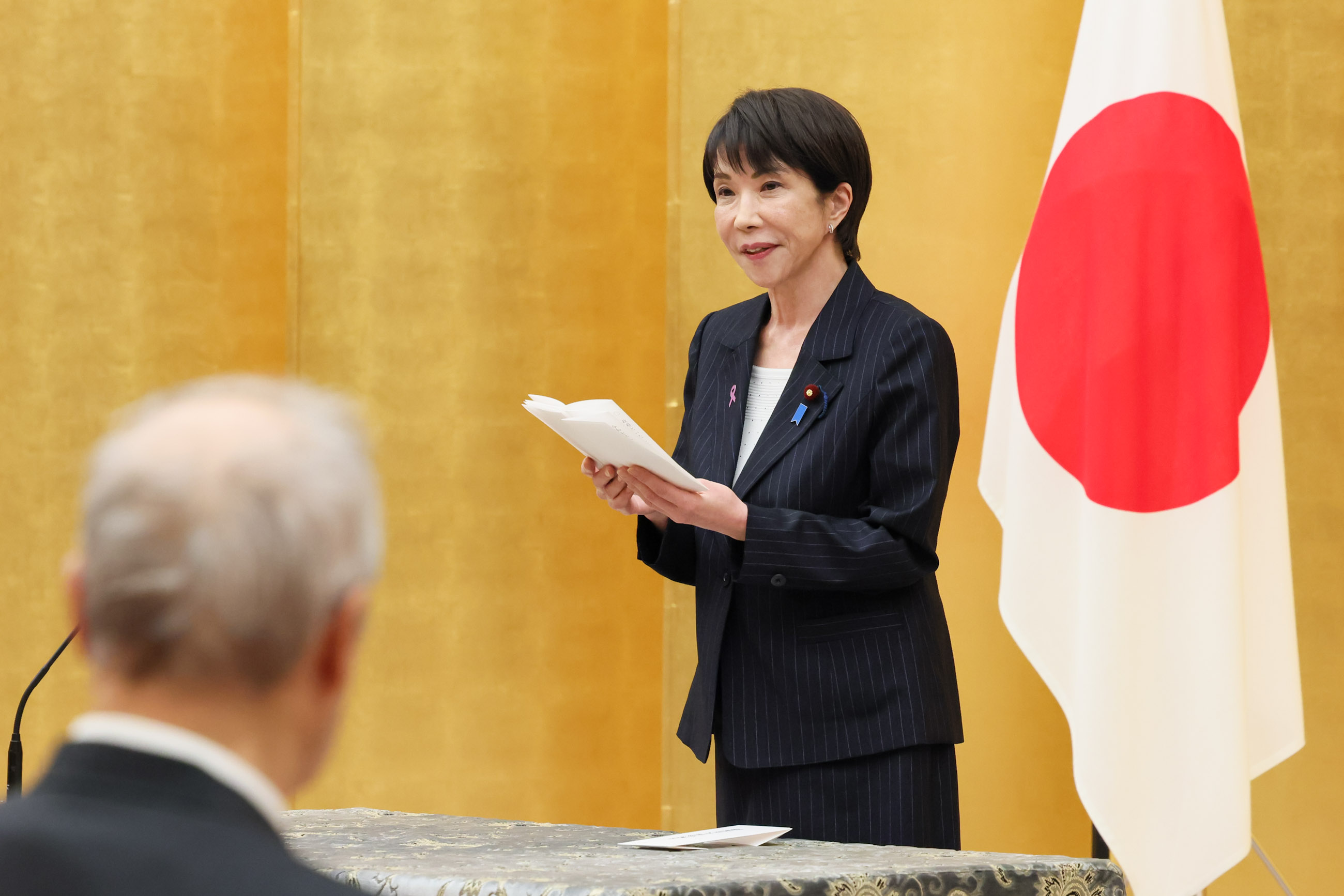 Prime Minister Takaichi delivering an address (1)