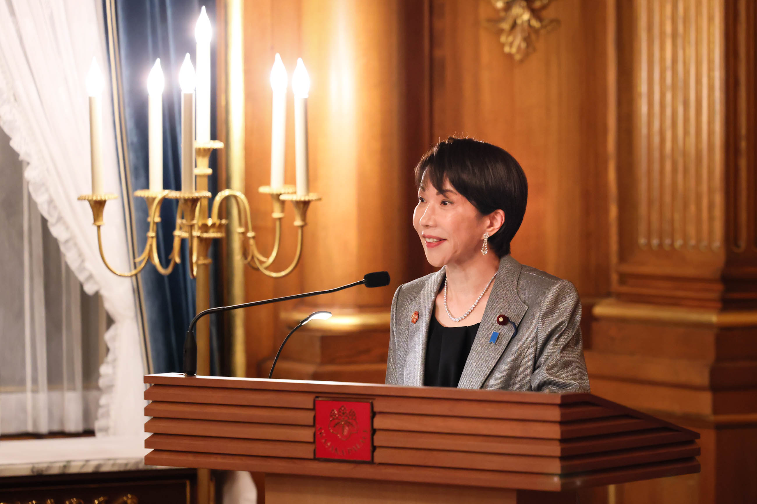 Prime Minister Takaichi delivering an address (1)