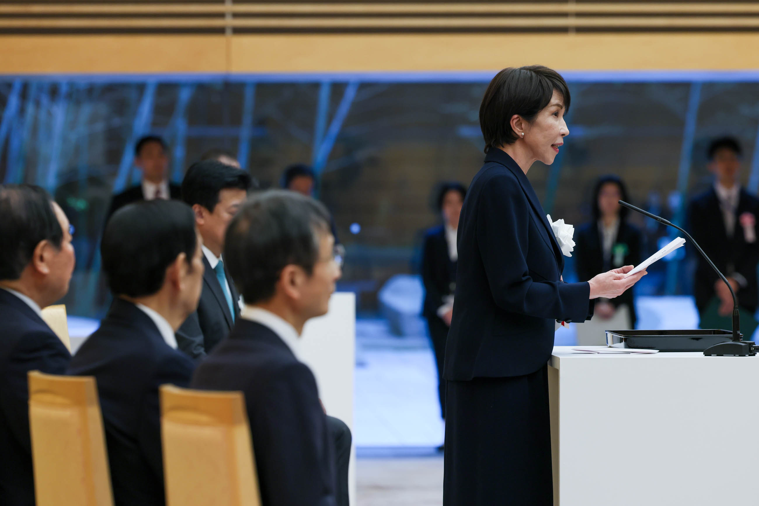Prime Minister Takaichi delivering an address (9)