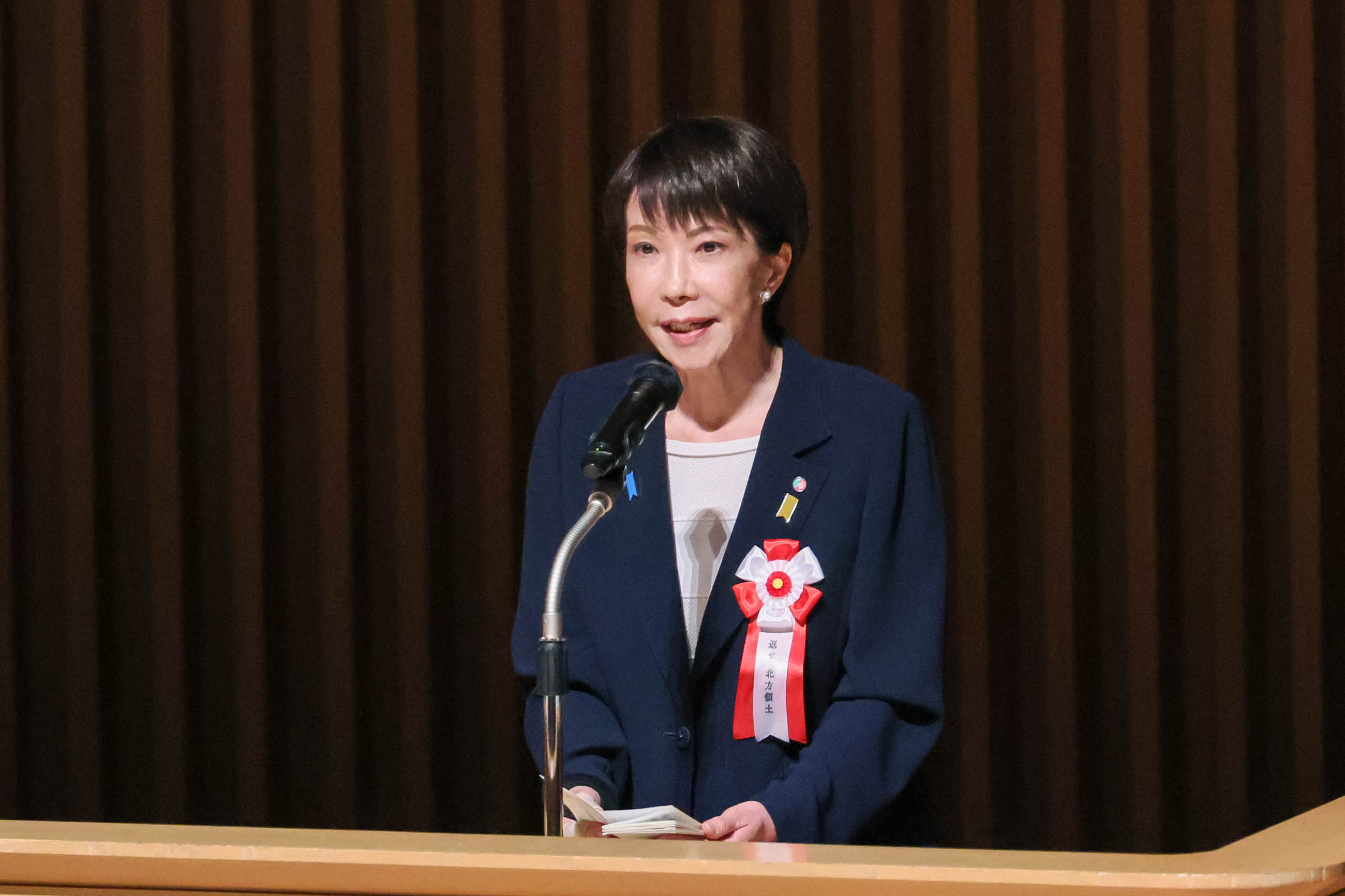 Prime Minister Takaichi delivering an address (1)