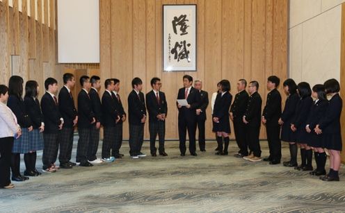 Photograph of the Prime Minister delivering an address