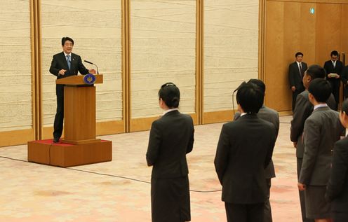 Photograph of the Prime Minister delivering an address