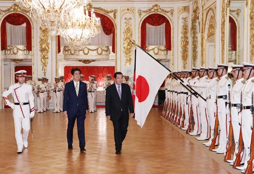 Photograph of the salute and the guard of honor ceremony