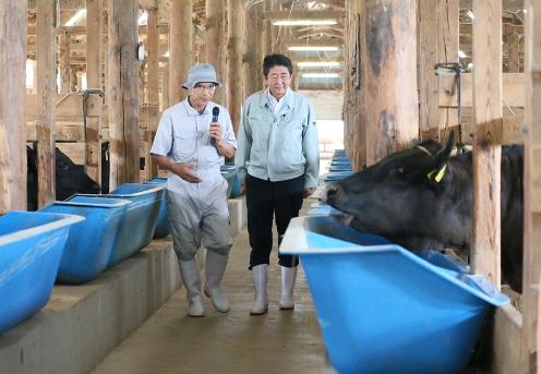 Photograph of the Prime Minister visiting a beef cattle ranch (1)