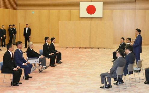 Photograph of the Prime Minister delivering an address