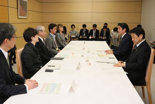 Photograph of the Prime Minister giving an address