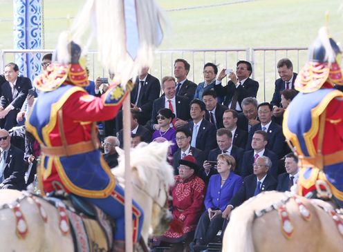 Photograph of the special program for the Mongolian Nomadic Naadam festival