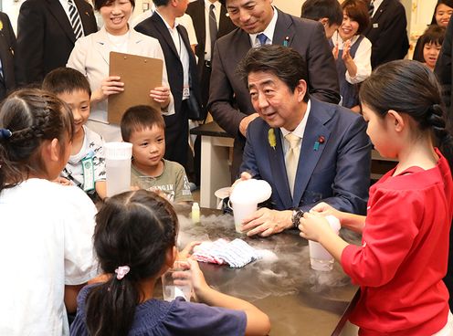 Photograph of the Prime Minister visiting a childcare facility