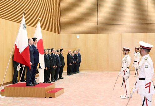 Photograph of the salute and the guard of honor ceremony