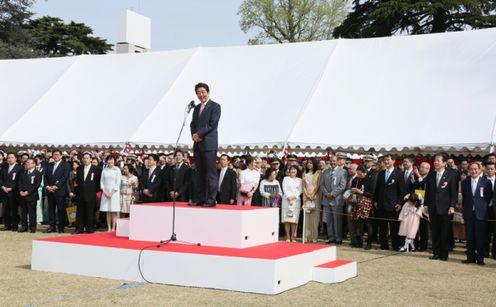 Photograph of the Prime Minister delivering an address