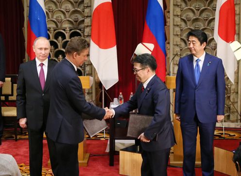 Photograph of the leaders attending the exchange of documents (10)