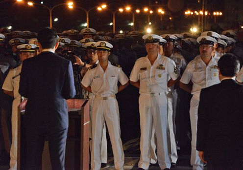 Prime Minister Abe giving his address