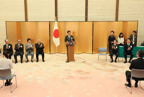 Photograph of the Prime Minister delivering an address