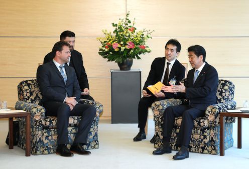 Photograph of the Prime Minister receiving the courtesy call