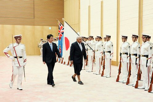 Photograph of the salute and the guard of honor ceremony