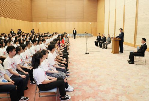 Photograph of the Prime Minister delivering an address