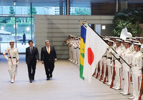 Photograph of the salute and the guard of honor ceremony