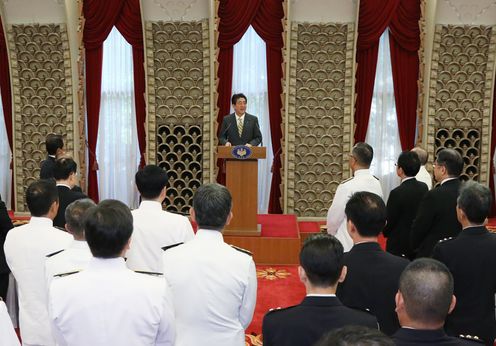 Photograph of the Prime Minister delivering an address