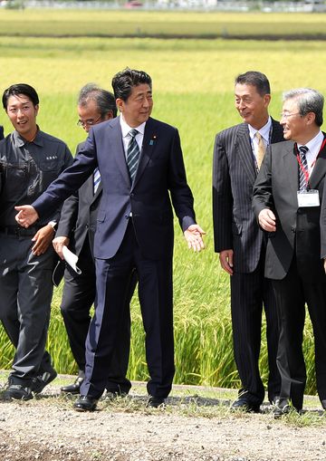 Photograph of the Prime Minister visiting an agricultural facility