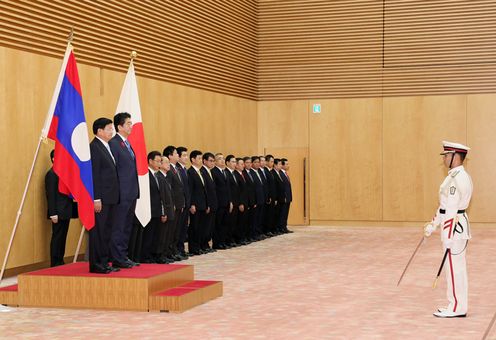 Photograph of the salute and the guard of honor ceremony