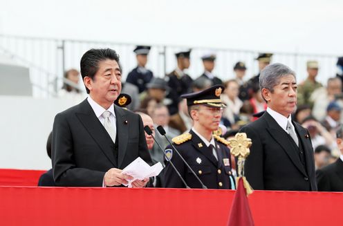 Photograph of the Prime Minister delivering an address