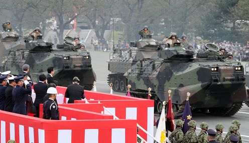 Photograph of the celebratory parade by the U.S. Forces